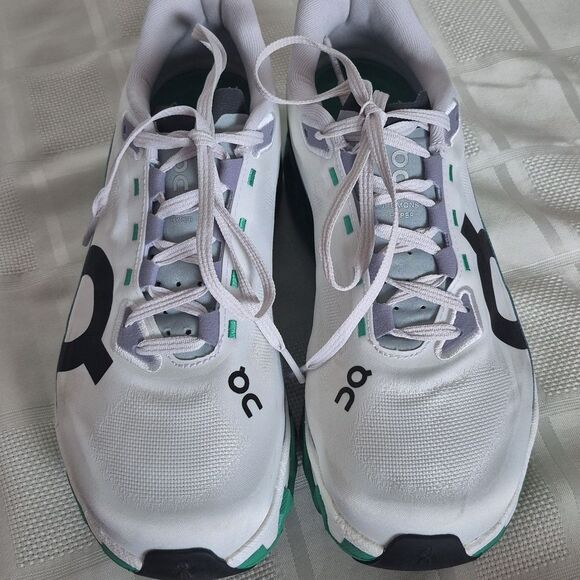On Running Women's Cloudmonster Hyper Sneakers - White and Green - Picture 12 of 16